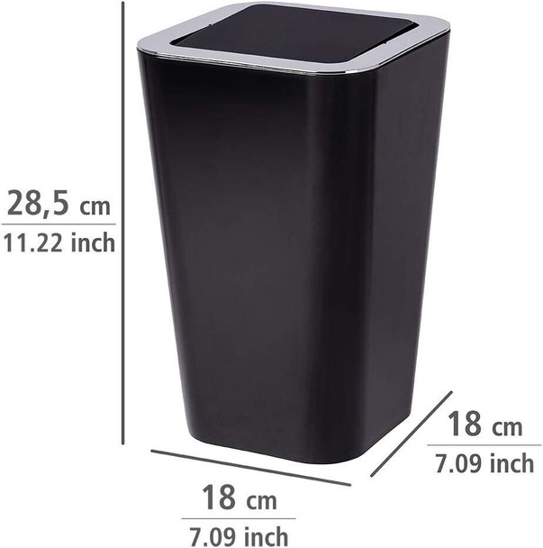 Wenko Candy Swing Cover Bin, ABS/PS, Black, 18 x 18 x 28.5 cm