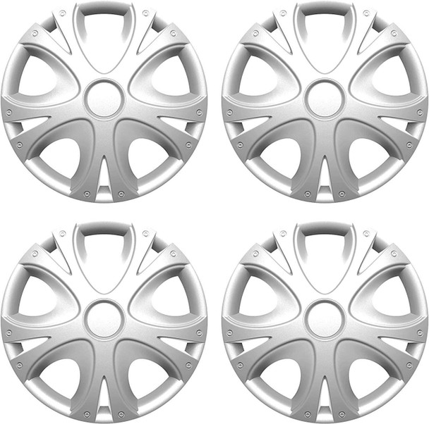 Versaco Car Wheel Trims DYNAMIC16 - Silver 16 Inch 9-Spoke - Boxed Set of 4 Hubcaps - Includes Fittings/Instructions