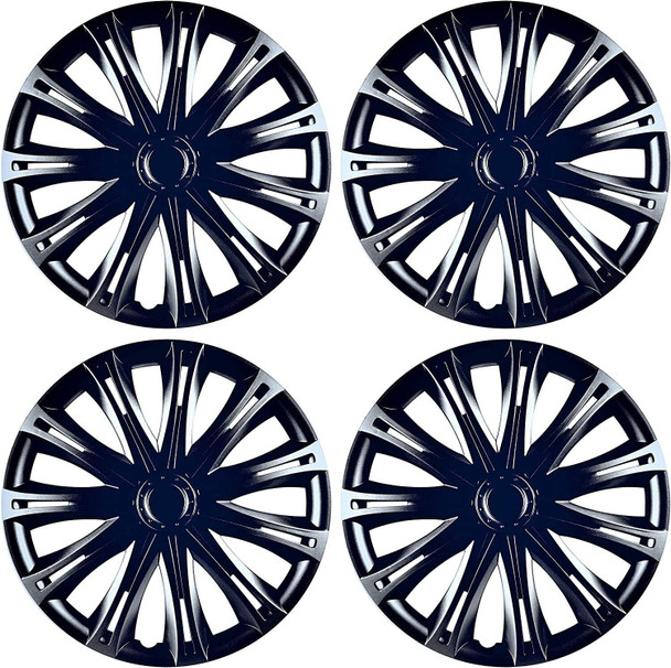 Versaco Car Wheel Trims SPARKBLK15 - Black 15 Inch 11-Spoke - Boxed Set of 4 Hubcaps - Includes Fittings/Instructions