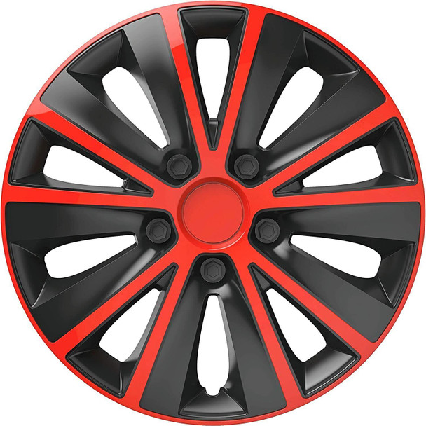 Versaco Car Wheel Trims RAPIDERB14 - Red/Black 14 Inch 10-Spoke - Boxed Set of 4 Hubcaps - Includes Fittings/Instructions
