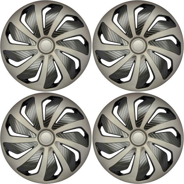 Versaco Car Wheel Trims WINDGB15 - Graphite/Black 15 Inch 9-Spoke - Boxed Set of 4 Hubcaps - Includes Fittings/Instructions