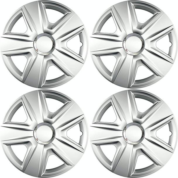 Versaco Car Wheel Trims ESPRITS15 - Silver 15 Inch 5-Spoke - Boxed Set of 4 Hubcaps - Includes Fittings/Instructions