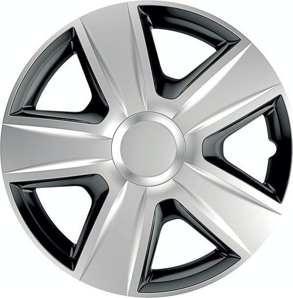 Versaco Car Wheel Trims ESPRITSB16 - Silver/Black 16 Inch 5-Spoke - Boxed Set of 4 Hubcaps - Includes Fittings/Instructions