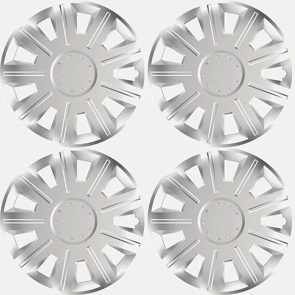 Versaco Car Wheel Trims VICTORY13 - Silver 13 Inch 9-Spoke - Boxed Set of 4 Hubcaps - Includes Fittings/Instructions