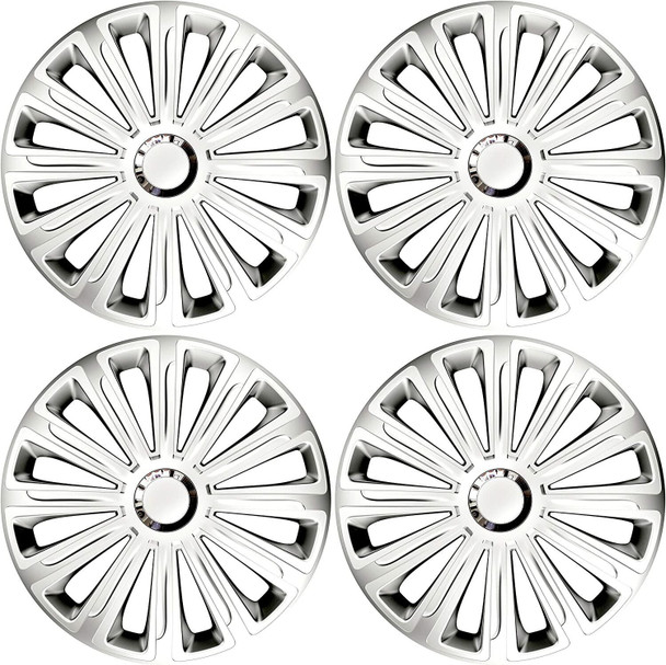 Versaco Car Wheel Trims TRENDRCBS14 - Black/Silver 14 Inch 12-Spoke - Boxed Set of 4 Hubcaps - Includes Fittings/Instructions