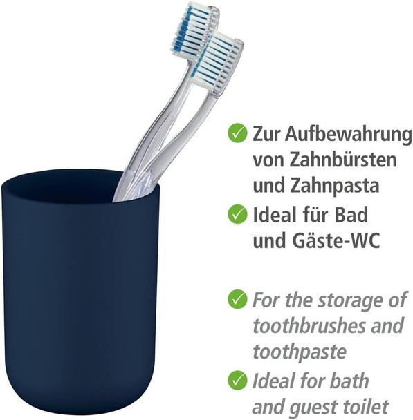 Wenko Brasil Toothbrush Tumbler, TPE, Dark Blue, 7.3 x 7.3 x 10.3 cm
