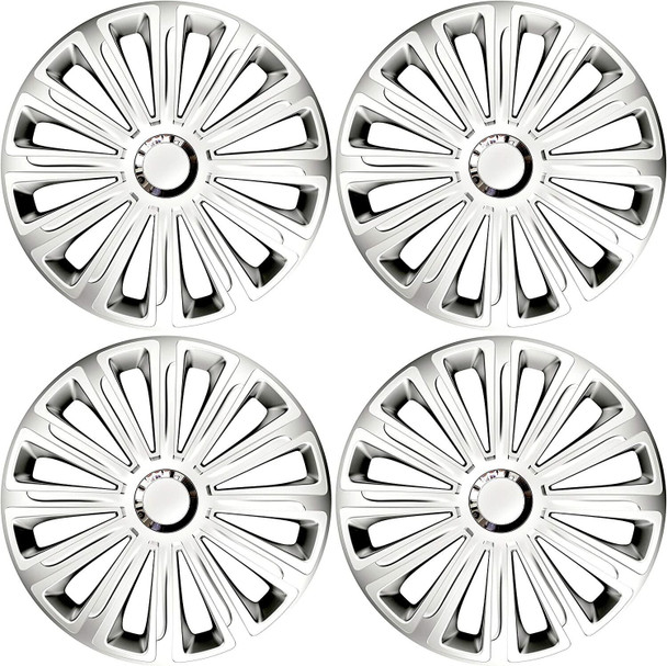 Versaco Car Wheel Trims TRENDRCBS16 - Black/Silver 16 Inch 12-Spoke - Boxed Set of 4 Hubcaps - Includes Fittings/Instructions