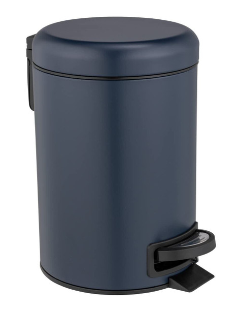 Wenko Leman pedal bin, 3 liters, with removable insert, made of painted steel, 17 x 25 x 22.5 cm, dark blue matt