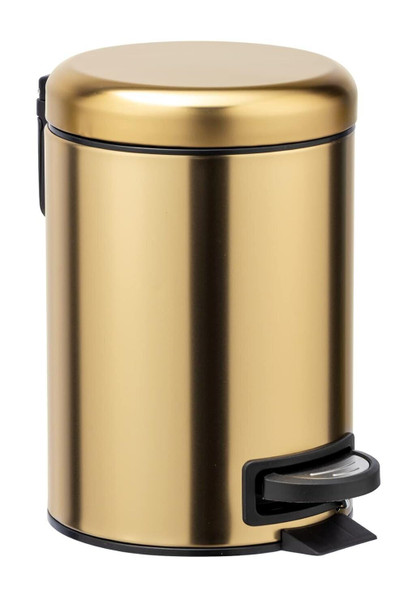 Wenko Leman Cosmetic Pedal Bin Matte Gold 3 L – Cosmetic Bin, Rubbish Bin with Anti-Fingerprint, Capacity: 3 litres, stainless steel, 17 x 25 x 22.5 cm, gold