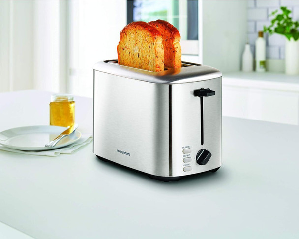 Morphy Richards Equip 2 Slice Toaster, Defrost and Reheat, 7 Variable Browning Controls, Variable Wide Slots, Removeable Crumb Tray, Stainless Steel, Silver,222067