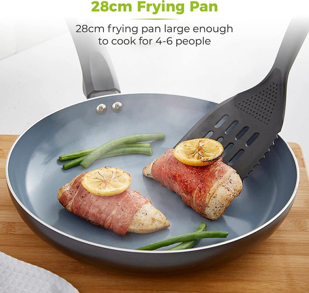 Tower T80352 Cerasure 28cm Fry Pan with Non-Stick Coating, Suitable for all Hob Types, Graphite