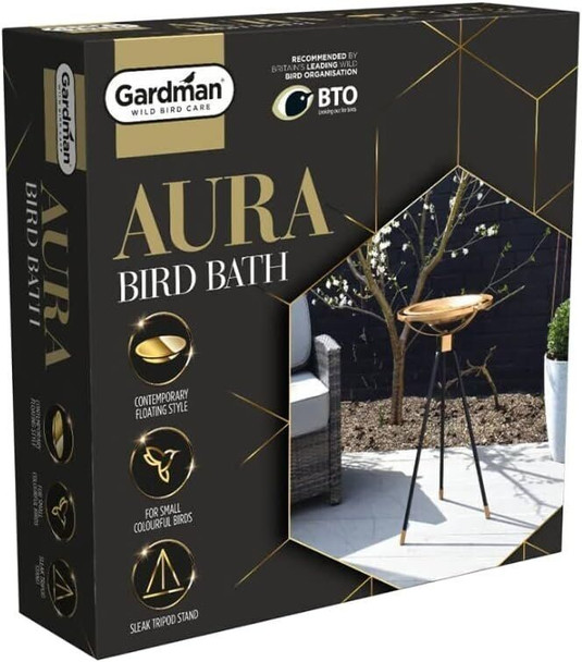 Gardman A04201 Aura Wild Bird Bath, Black