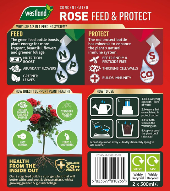 Westland Horticulture 20100417 Rose Feed & Protect Concentrates 2 in 1 (2x500ML)