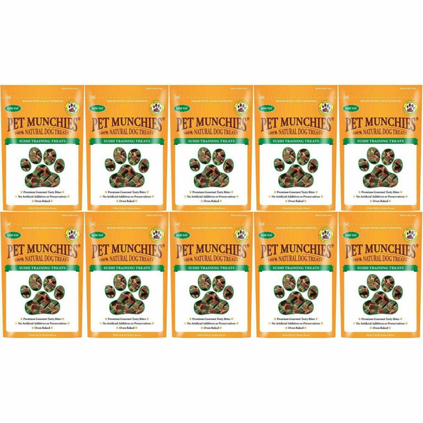 10 x Pet Munchies Sushi Training Dog Treats 50g Rewards Chews 100% Natural Bites