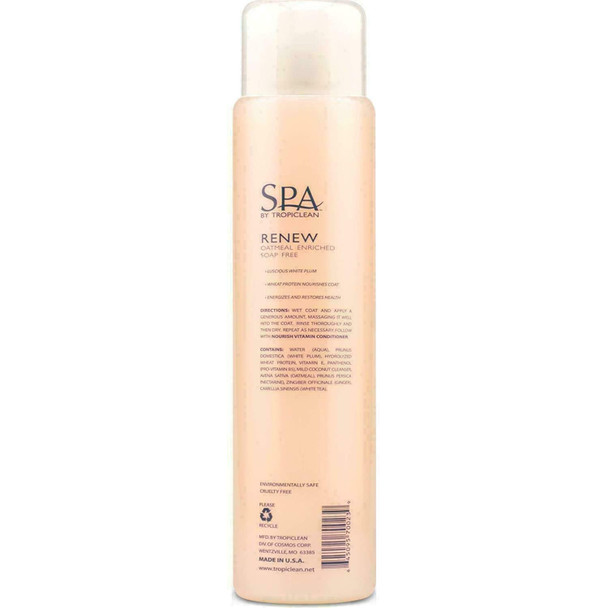 Spa by TropiClean Spa Renew Shampoo for Pets 473ml Dog/Cat Oatmeal & White Plum