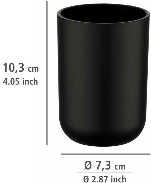 Wenko Toothbrush tumbler Brasil in black, TPE, 7.3 x 7.3 x 10.3 cm
