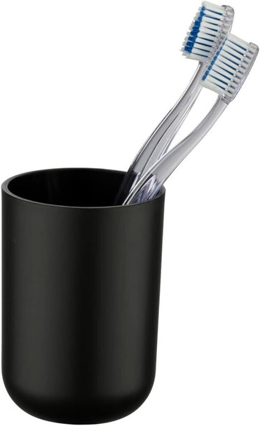 Wenko Toothbrush tumbler Brasil in black, TPE, 7.3 x 7.3 x 10.3 cm