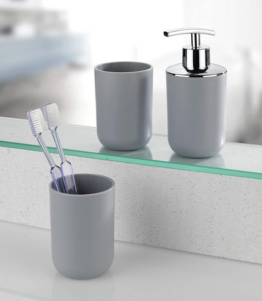 Wenko Unbreakable Toothbrush tumbler Brasil in grey, TPE, 7.3 x 7.3 x 10.3 cm