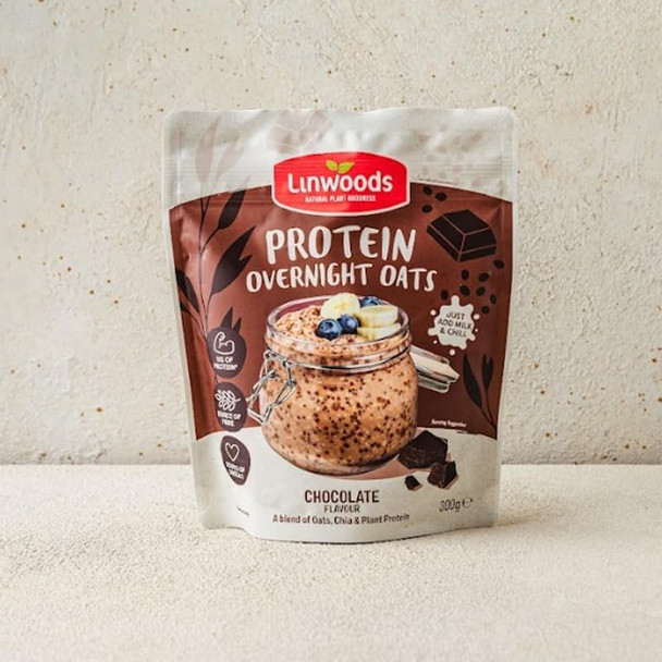 Linwoods Chocolate Protein Overnight Oats | 3 x 300g Porridge Oats | Healthy Breakfast Food | Vegan Friendly & Gluten Free