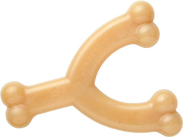 Nylabone Dura Chew Extreme Tough Dog Chew Toy Bone, Chicken Flavour Wishbone, M, for Dogs Up to 16 kg