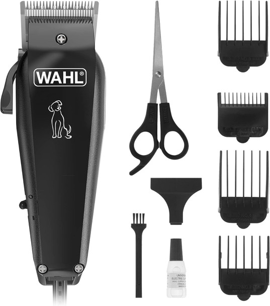 WAHL Dog Clippers, Multi Cut Dog Cat Grooming Kit, Full Pet Coat, Low Noise Corded, Pets At Home, Rust Resistant, High Carbon Steel Blades are Precision Ground, Light 100 gr, Black