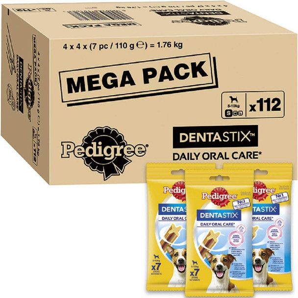 Pedigree DentaStix – Daily Dental Care Chews - Dog Treats for Small Dogs - 112 Sticks (Pack of 4)