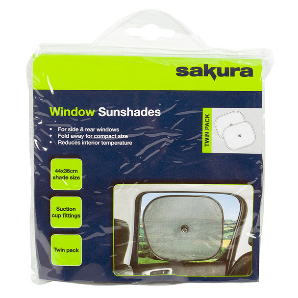 Sakura Twin Pack of Window Shades with Suction Cup 44 x 36cm