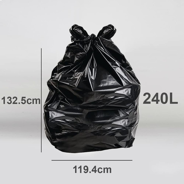 Eco Bag 10 Wheelie Bin Liners Black Heavy Duty Polyethylene 240 Litre