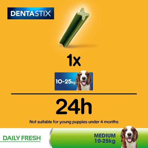 Pedigree Dentastix Daily Fresh Dental Care Chews for Medium Dog 10 - 25 kg, Pack of 1