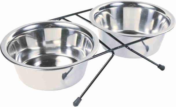 Trixie Eat on Feet Two Stainless Steel Bowl Set for Dog, 0.75 Litre