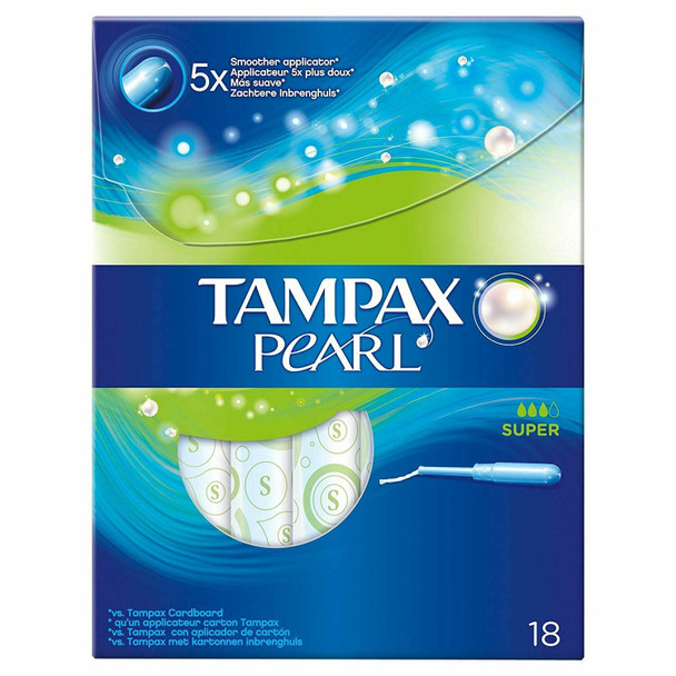 Tampax Pearl Super Tampons with Applicator, Pack of 18