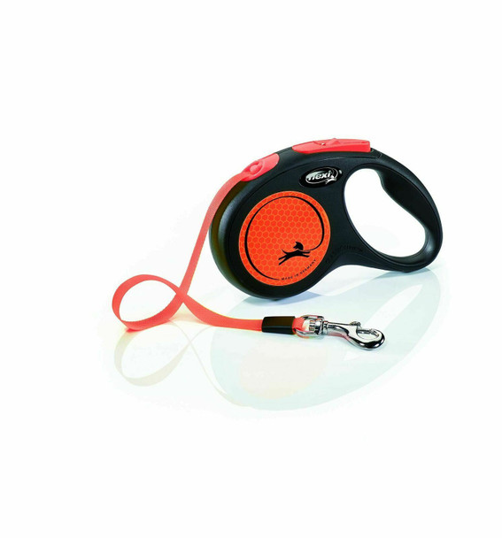 Flexi New Neon Tape Orange Small 5m Retractable Dog Leash/Lead for dogs up to 15kgs/33lbs