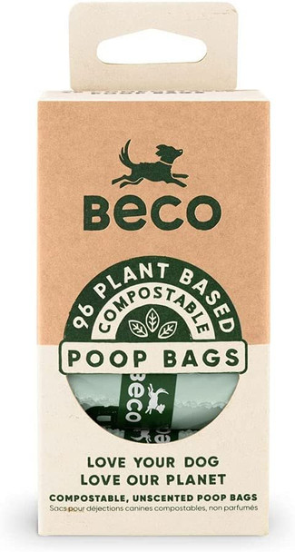 Beco Super Strong & Large Poop Bags | Home Compostable & Unscented Dog Poo Bags | 60 Refill Rolls [4 x 15] | Dispenser Compatible