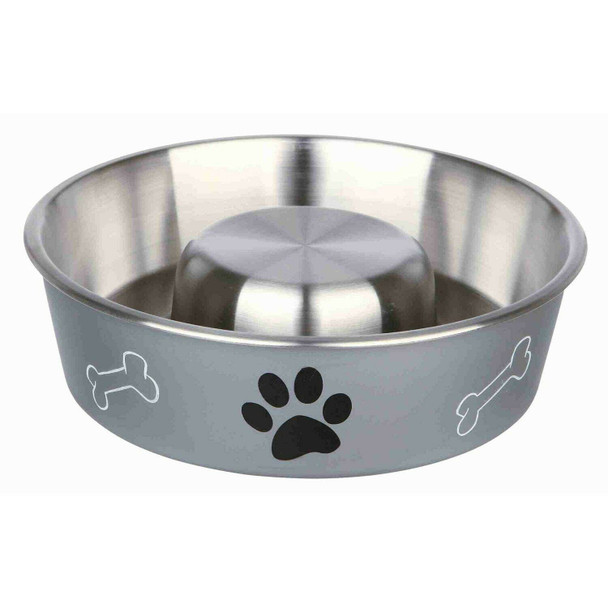 Trixie Slow Feed Stainless Steel Dog Bowl, 1.4 Litre