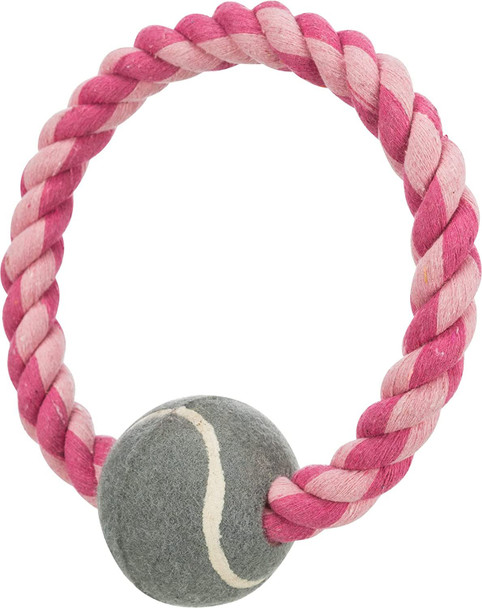 Trixie Denta Fun Rope Ring with Tennis Ball for Dog, 18 cm,