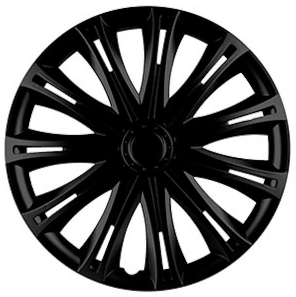 4 x Versaco Black Multi-Spoke Wheel Trims Hub Caps Covers Protectors 14" Set ABS
