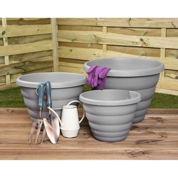 Wham Grey Beehive Round Upcycled Planter 40cm