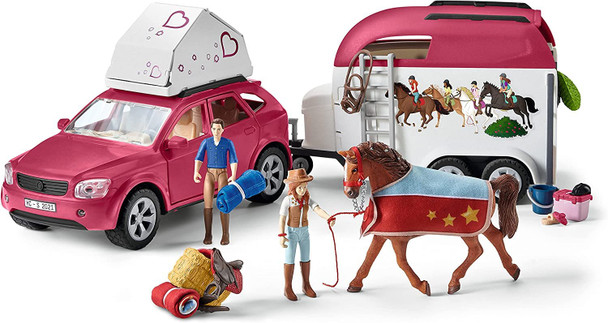 SCHLEICH 42535n Horse Adventures with Car and Trailer Horse Club Toy Playset for children aged 5-12 Years