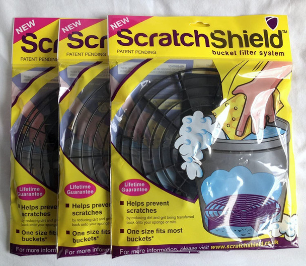 3 x Scratch Shield Car Wash Bucket Filters/Grit Guard, Universal & Adjustable