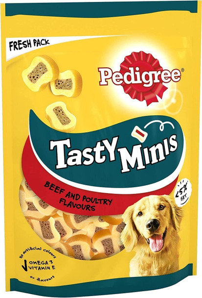 8 x Pedigree Tasty Bites Dog Training Treats Chewy Slices with Beef 155 g