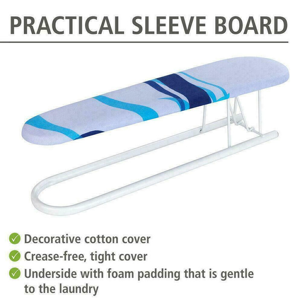 WENKO Ironing Sleeve Board with Decorative Cover, Metal, White, 52 x 11 x 0.1 cm