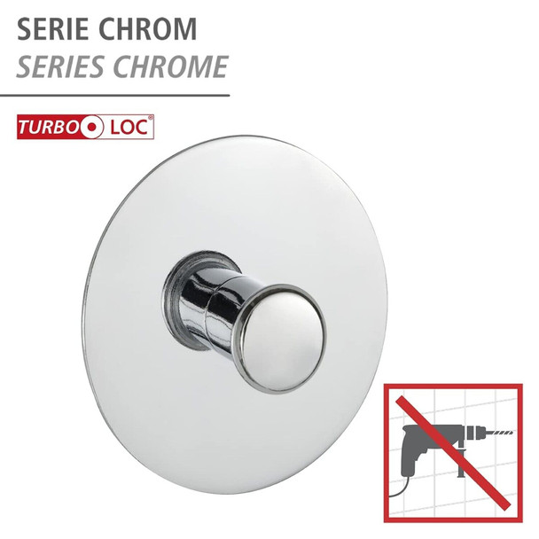 WENKO Turbo-Loc Wall Hook-Fixing Without Drilling, Steel, Silver Shiny, 6 x 6 x 0.1 cm