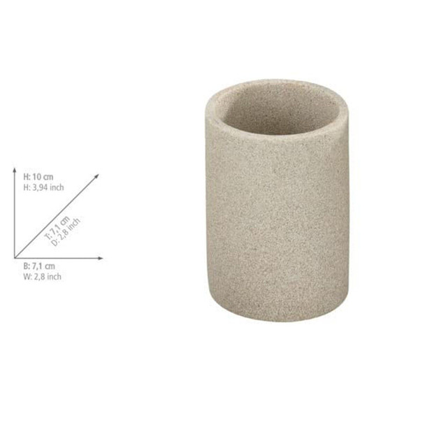 Wenko Wenselaar GmbH & CO KG Toothbrush tumbler Vico in beige, Polyresin, 7 x 7 x 10 cm