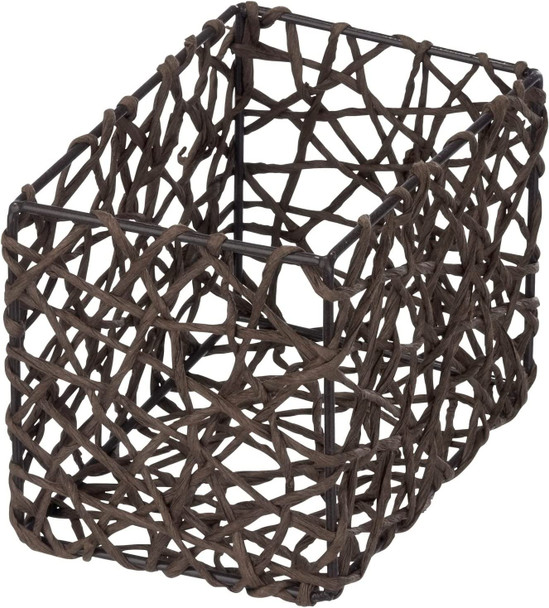 WENKO Storage Curly Taupe-Bathroom Basket, Cellulose, Grey, 10.5 x 15 x 11 cm