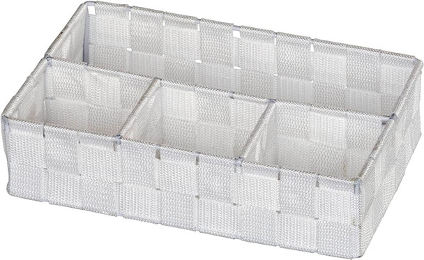 WENKO Organizer Adria Small Grey-bathroom basket, Polypropylene, 17 x 26 x 6.5 cm