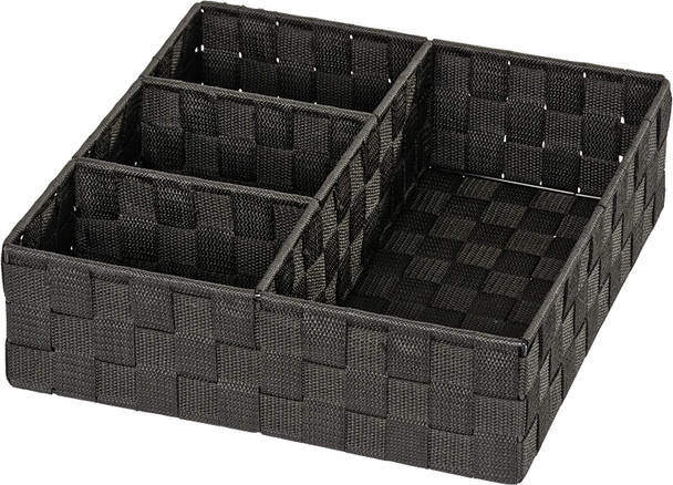 Wenko Organizer Adria with 4 separations in grey, Polypropylene, 32 x 32 x 10 cm