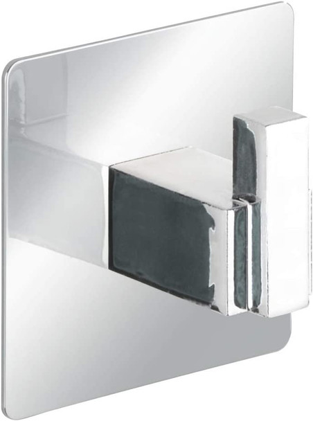 WENKO Turbo-Loc® Duo Quadro Stainless Steel Wall Hooks - No Drilling Required, Rustproof Stainless Steel, 6.5 x 6.5 x 3.5 cm, Chrome