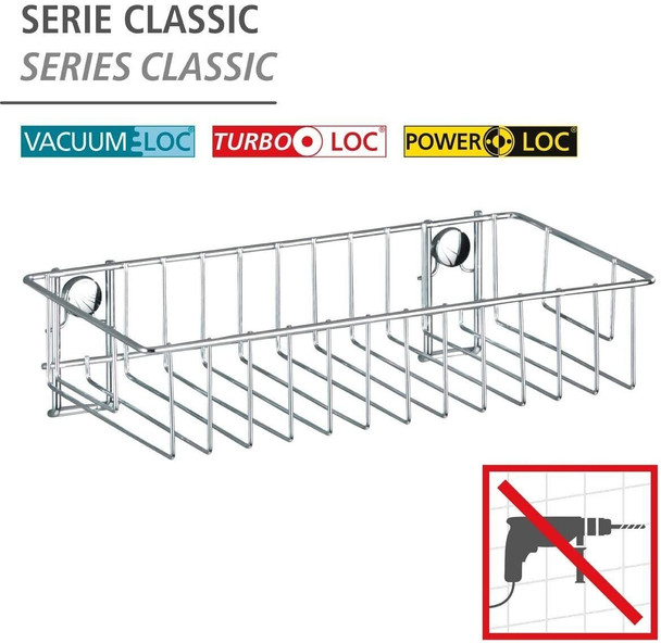 Wenko 20632100 Wall shelf Classic Fixing without Drilling, Steel, 24 cm