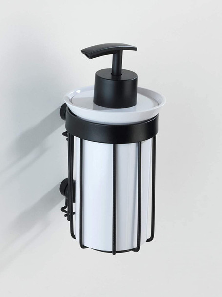 WENKO Classic Plus Black Liquid Soap Dispenser Rust Protection Capacity 0.185 L, 16.5 x 9 x 8 cm