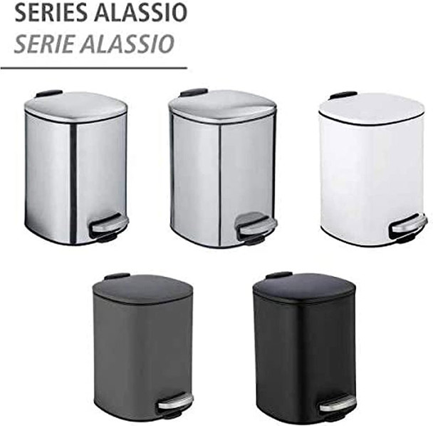 WENKO Alassio Cosmetic Pedal Bin, 5 Litre Volume, 24.5 x 20.5 x 27 cm, Black